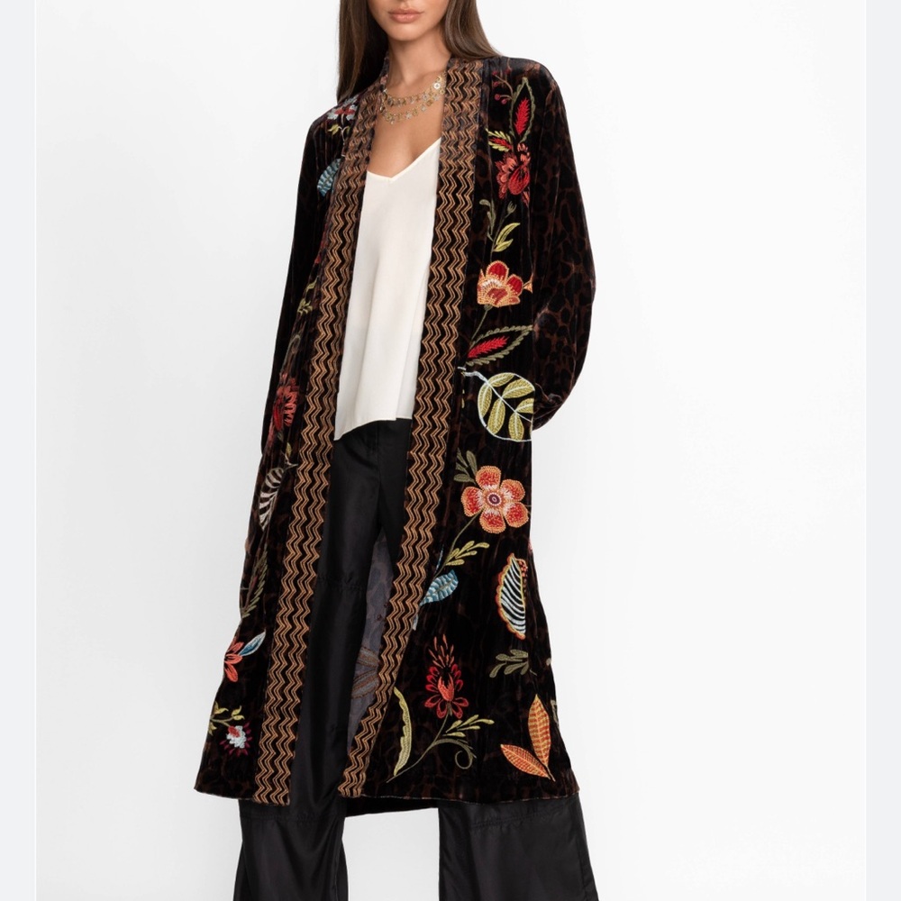 Johnny Was Velvet Long Black Kimono